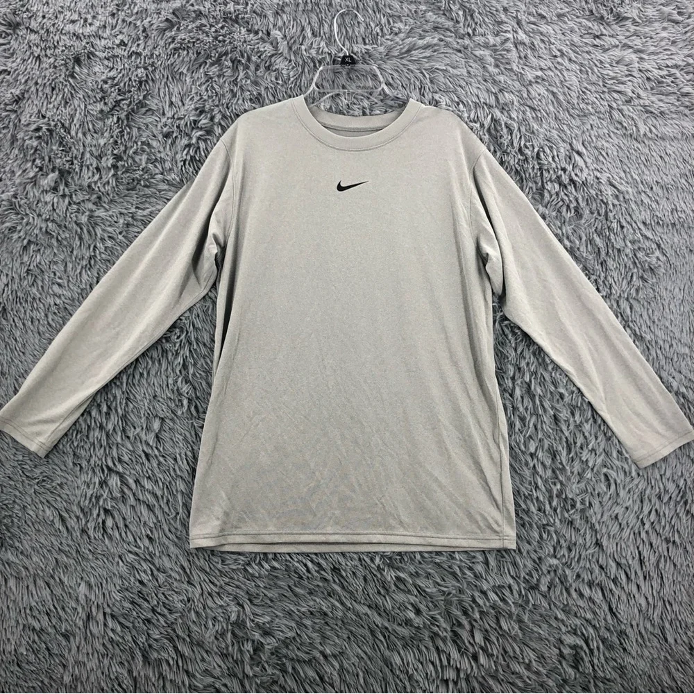 Nike Shirt Mens XL Gray Long Sleeve Athletic Workout Checkmark